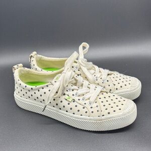 Ladies Cariuma Cream and Black Polka Dot Sneakers Sz 8.5